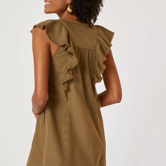 Pilcro Flutter-Sleeve Buttondown Tunic Dress Medium - Picture 3 of 3